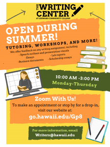 Writing Center - Summer Flyer