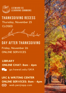 Fall21 Thanksgiving Weekend Hours