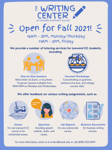 Writing Center Fall21 Flyer - updated
