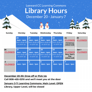 Winter Break Library Hours
