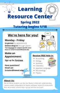 Spring 2022 Learning Resource Center Flyer