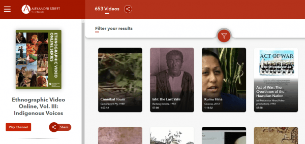 Screenshot of Ethnographic Video Online channel.