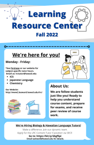 Fall 2022 Learning Resource Center Flyer