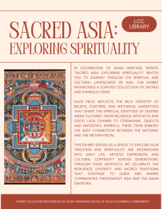 Sacred Asia Exploring Spirituality for Asian Heritage Month Exhibit Description